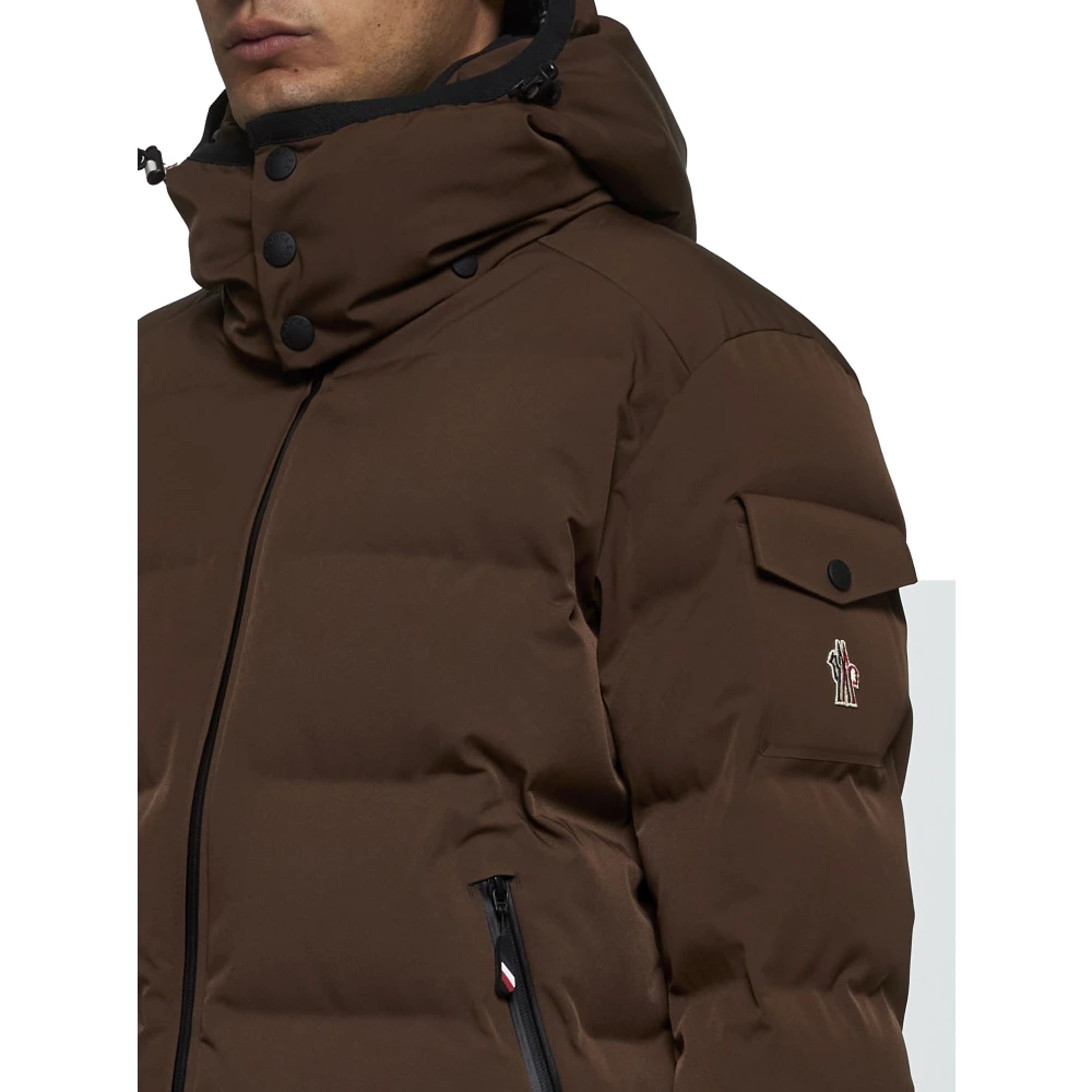 Moncler Bruine Gewatteerde Nylonjas Brown Heren
