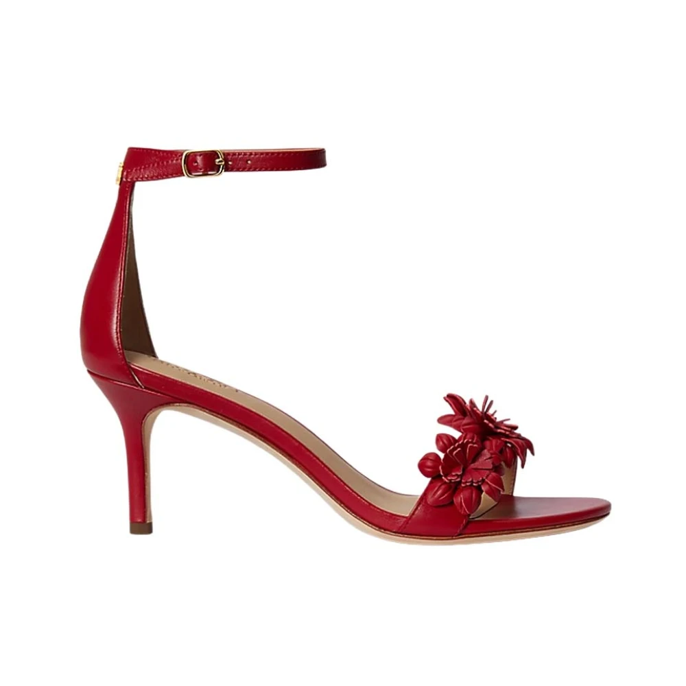 Ralph Lauren Kvinno Röd Skor Dam, 38 Eu, Läder, Allie Sandaler