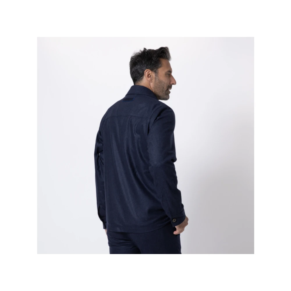 Jacob Cohën Marineblauwe Flanellen Overshirt met Knopen Blue Heren