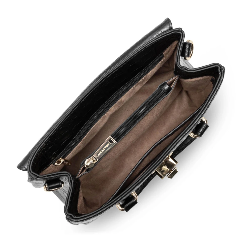 Lancaster Flap Handtas met Metalen Sluiting Black Dames