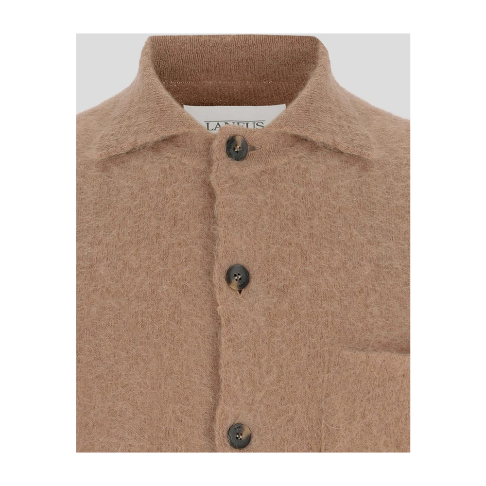 Laneus Wollen Gebreid Overshirt Brown Heren
