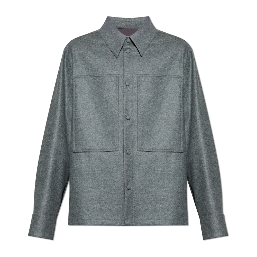 Jil Sander Men's Gray Wool Shirt - Casual Shirts - L - Shirts