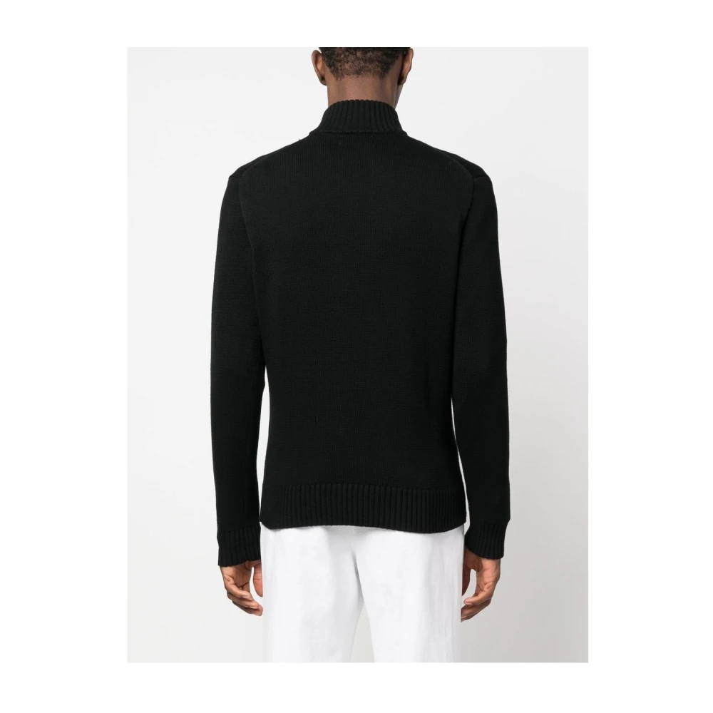 Polo Ralph Lauren Zwarte Katoenen Trui met Hoge Kraag Black Heren