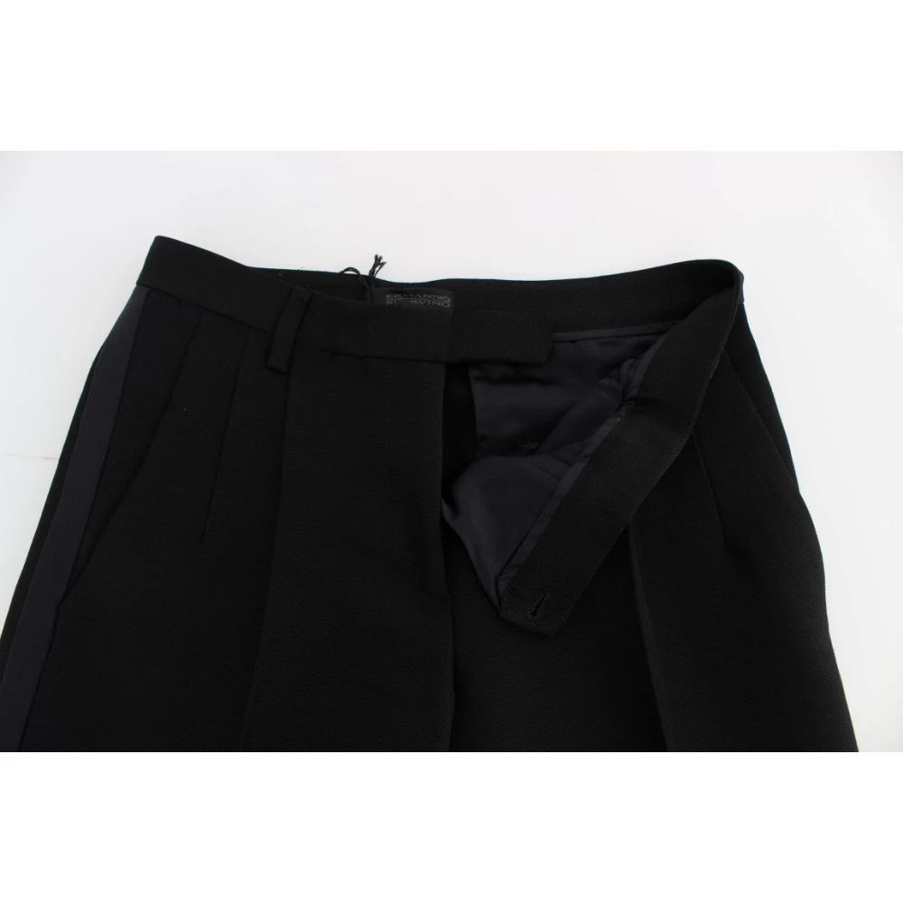 Ermanno Scervino Chique Zwarte Wijde Pijp Zijdeblend Jeans Black Dames