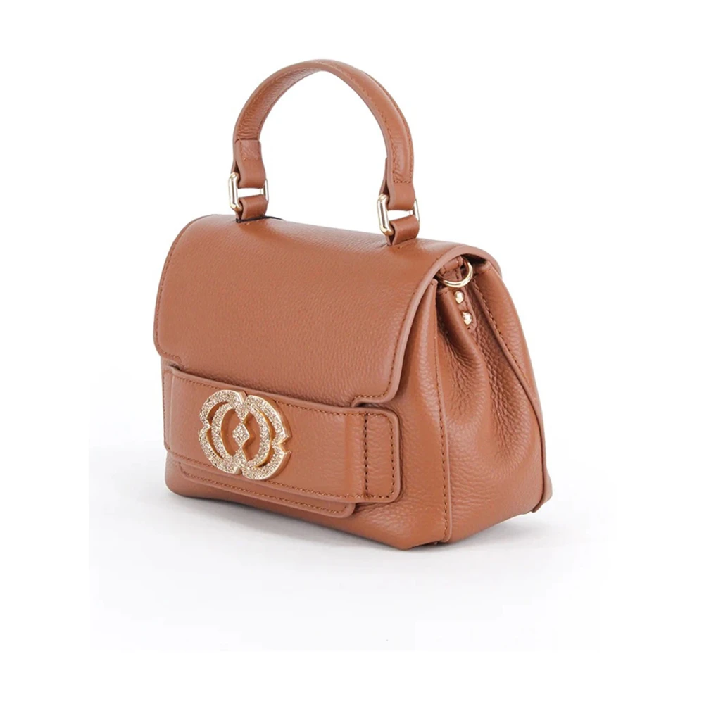 La Carrie Bruine leren handtas met pythonprint Brown Dames