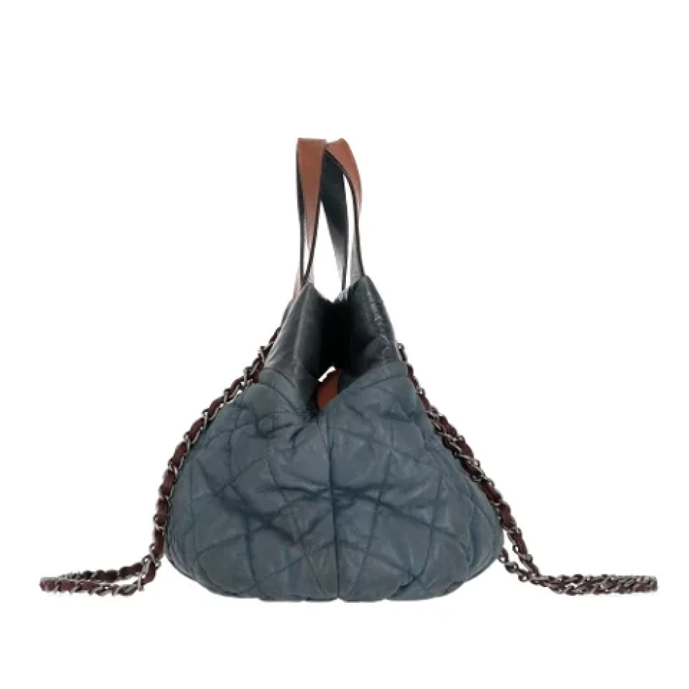 Chanel Vintage Pre-owned Leather chanel-bags Blue Dames