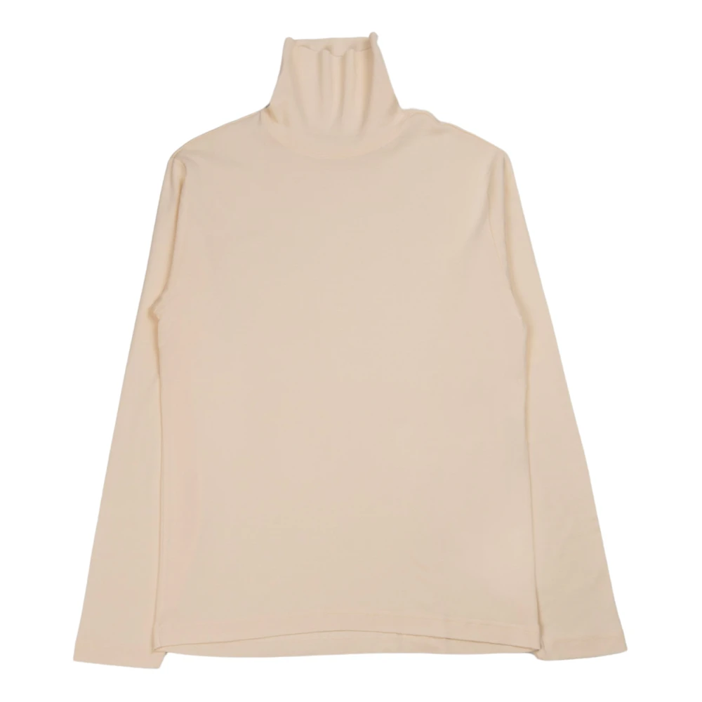Lemaire Witte Geribbelde Turtleneck Top Beige Heren