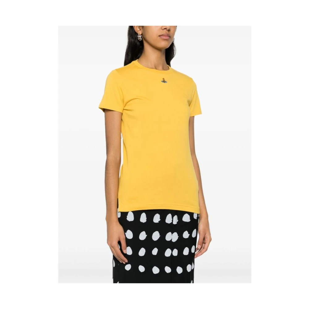 Vivienne Westwood Mosterdgele Katoenen T-shirt met Handtekening Orb Logo Yellow Dames