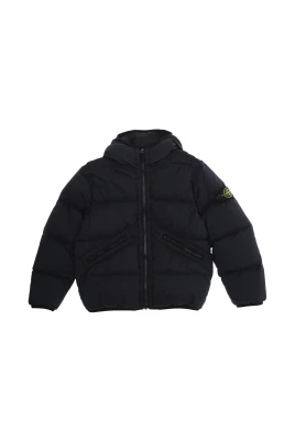 Svart Barn Kort Parka Kappa