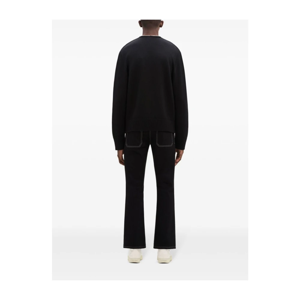 Courrèges Zwarte V-hals trui met logo Black Dames