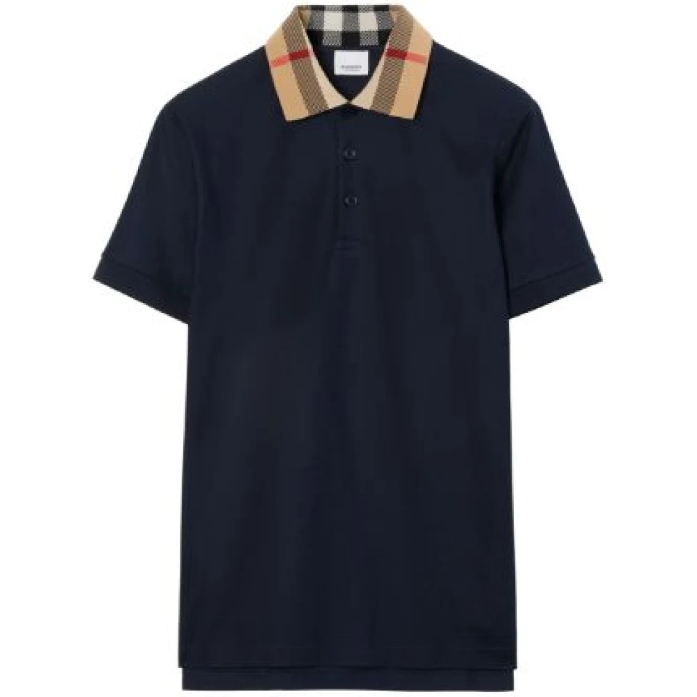 Burberry Vintage Check Polo met Contrast Kraag Blue Heren
