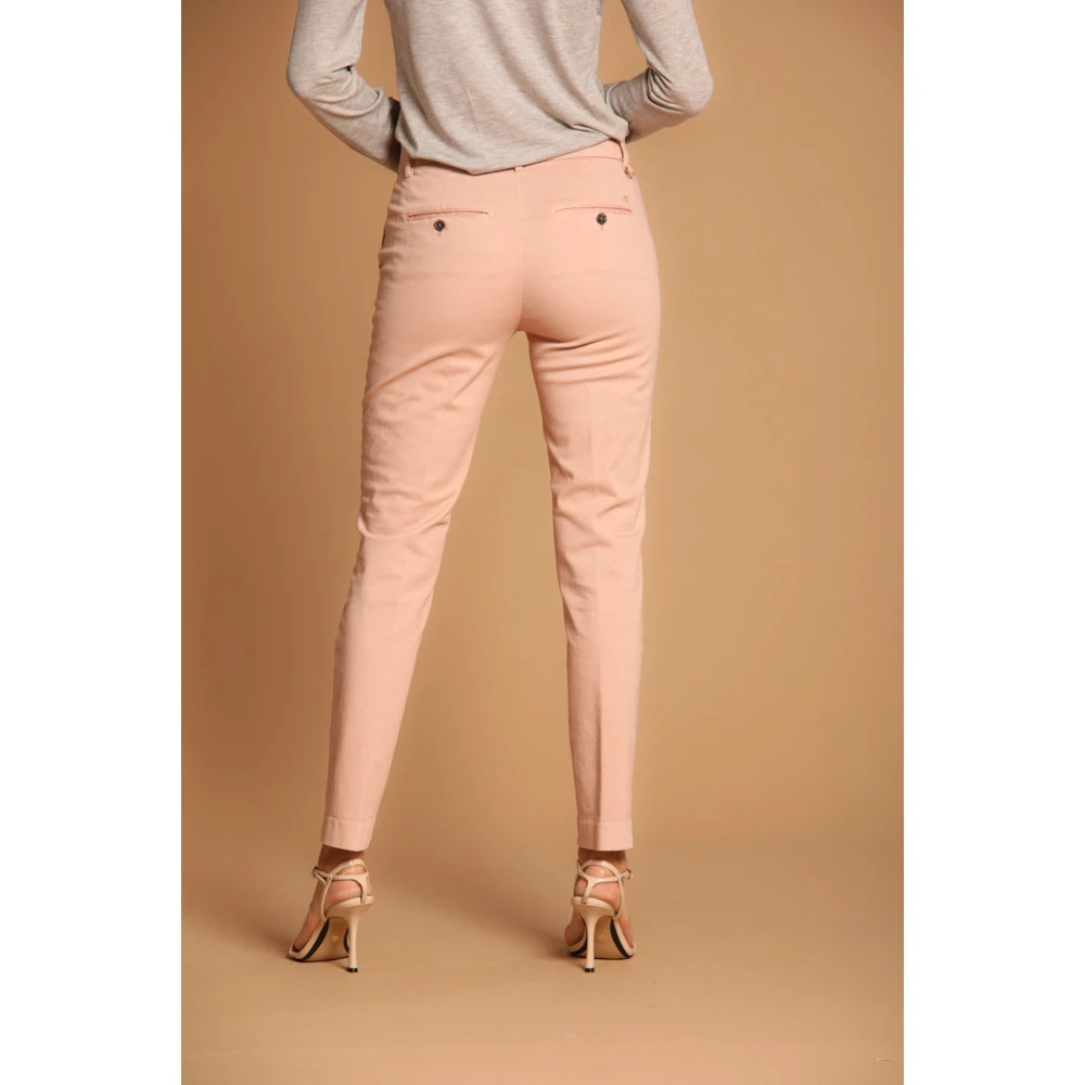 Mason's Slimme Dames Chino Broek in Satijn Pink Dames