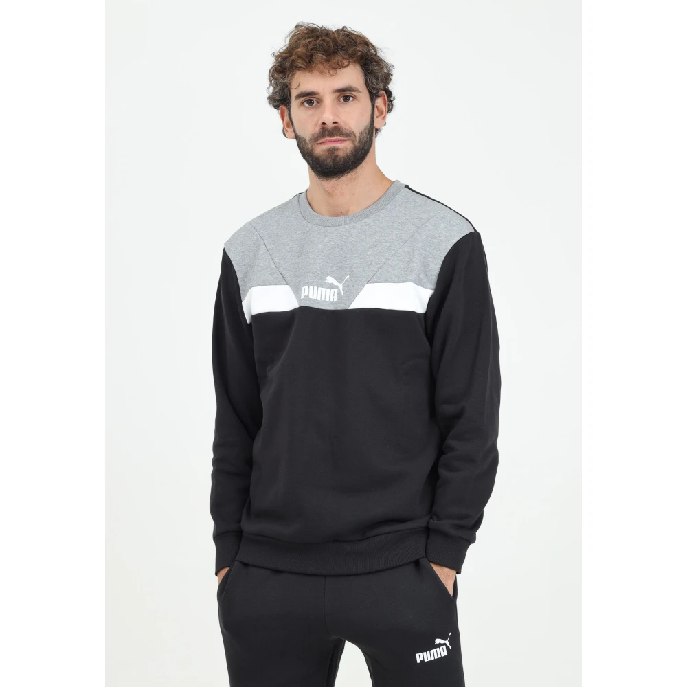 Puma Colorblock Crewneck Sweater Black Heren