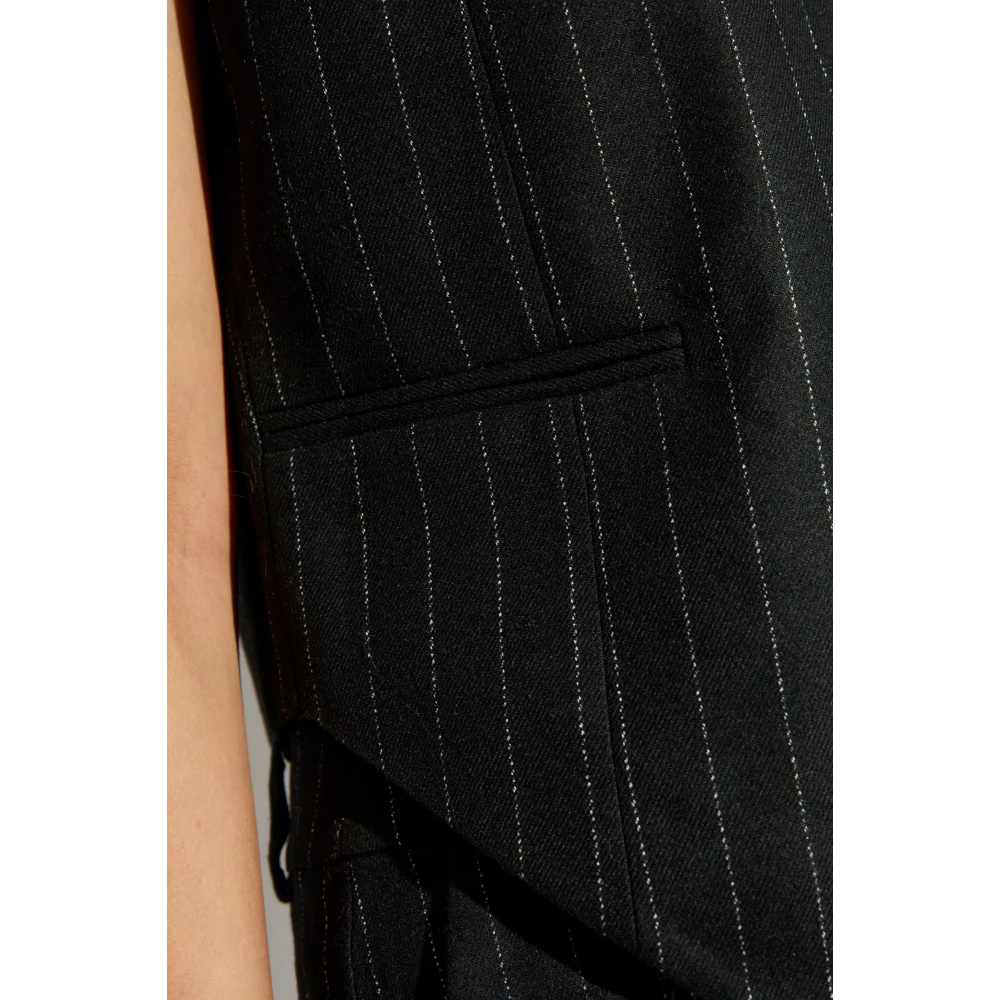 Munthe Vest met gestreept patroon Black Dames