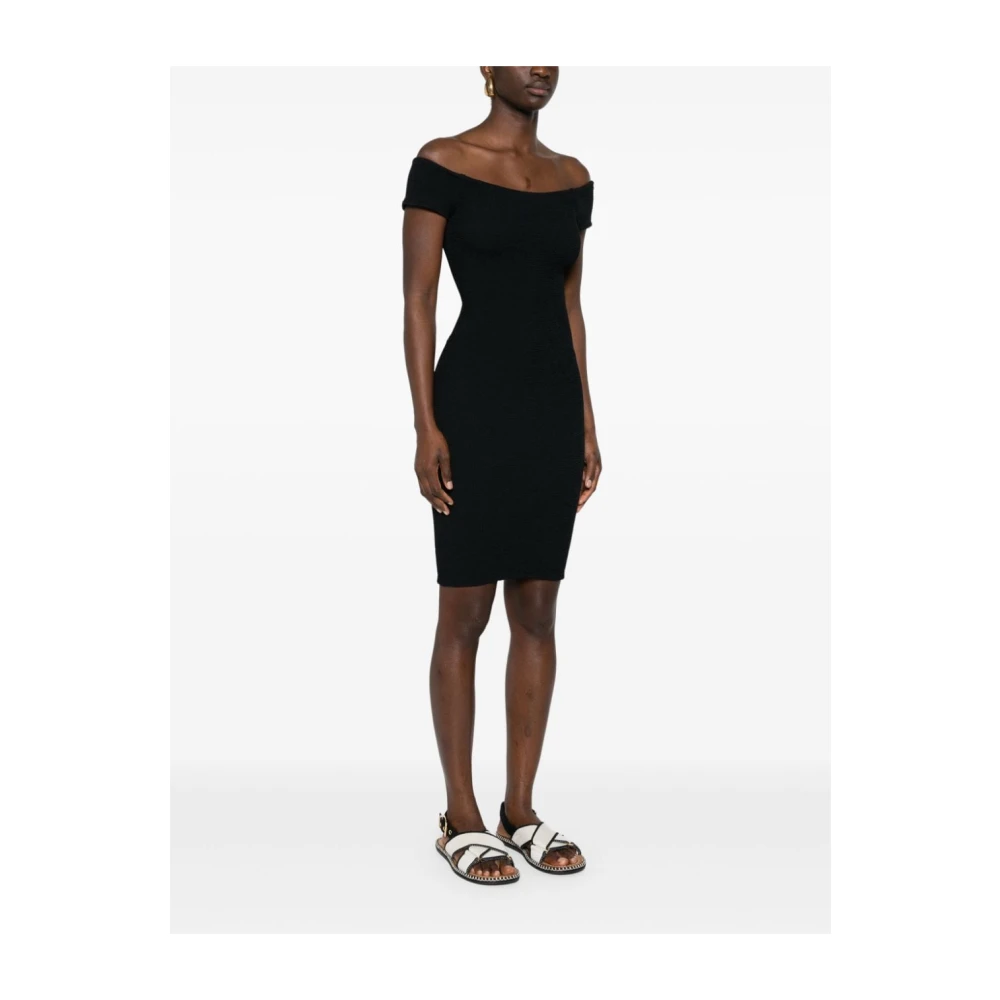 Hunza G Zwarte Grace Off-Shoulder Jurk Black Dames