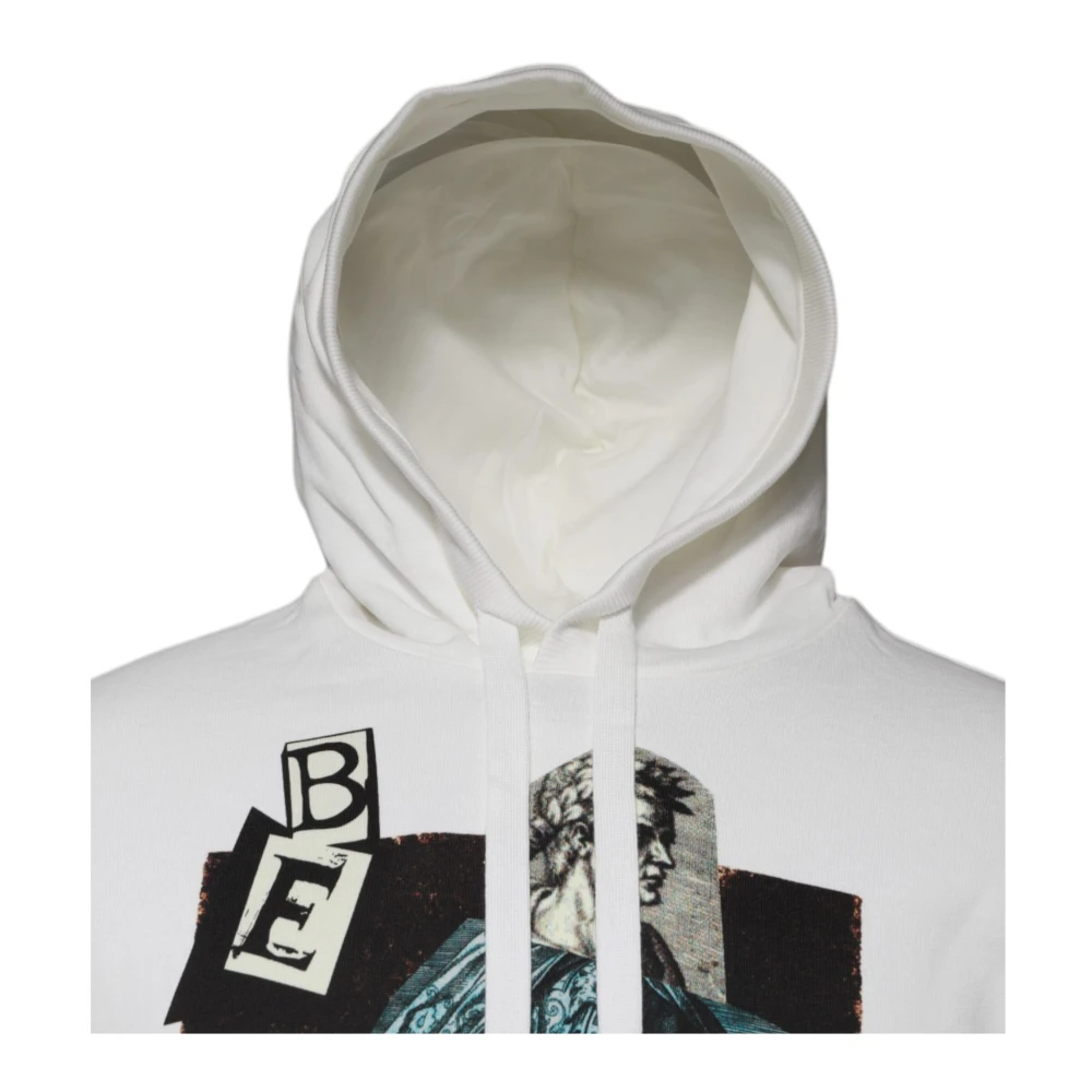 Dolce & Gabbana Witte Katoenen Hooded Pullover Sweater White Heren