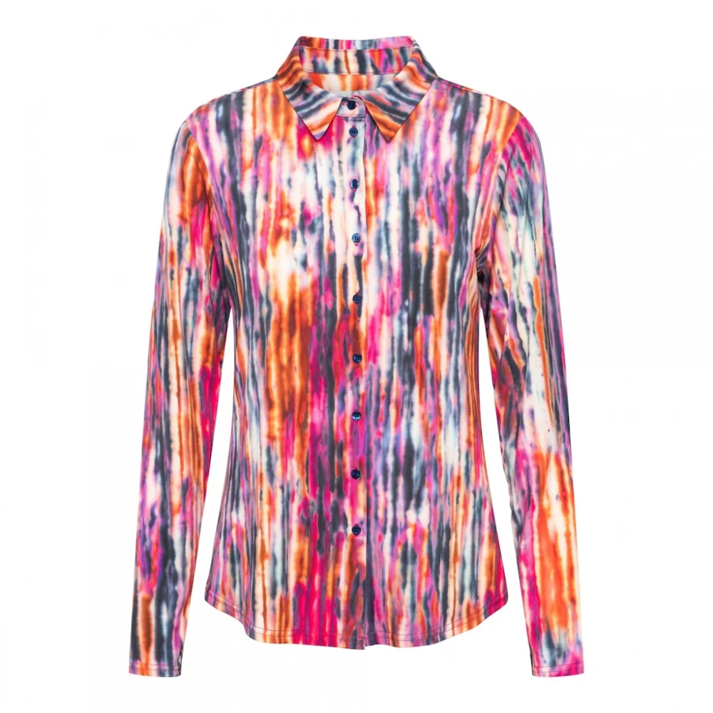 &Co Woman Co Woman blouse Denim multi Lotte Watercolor Bl286 41085 Multicolor Dames
