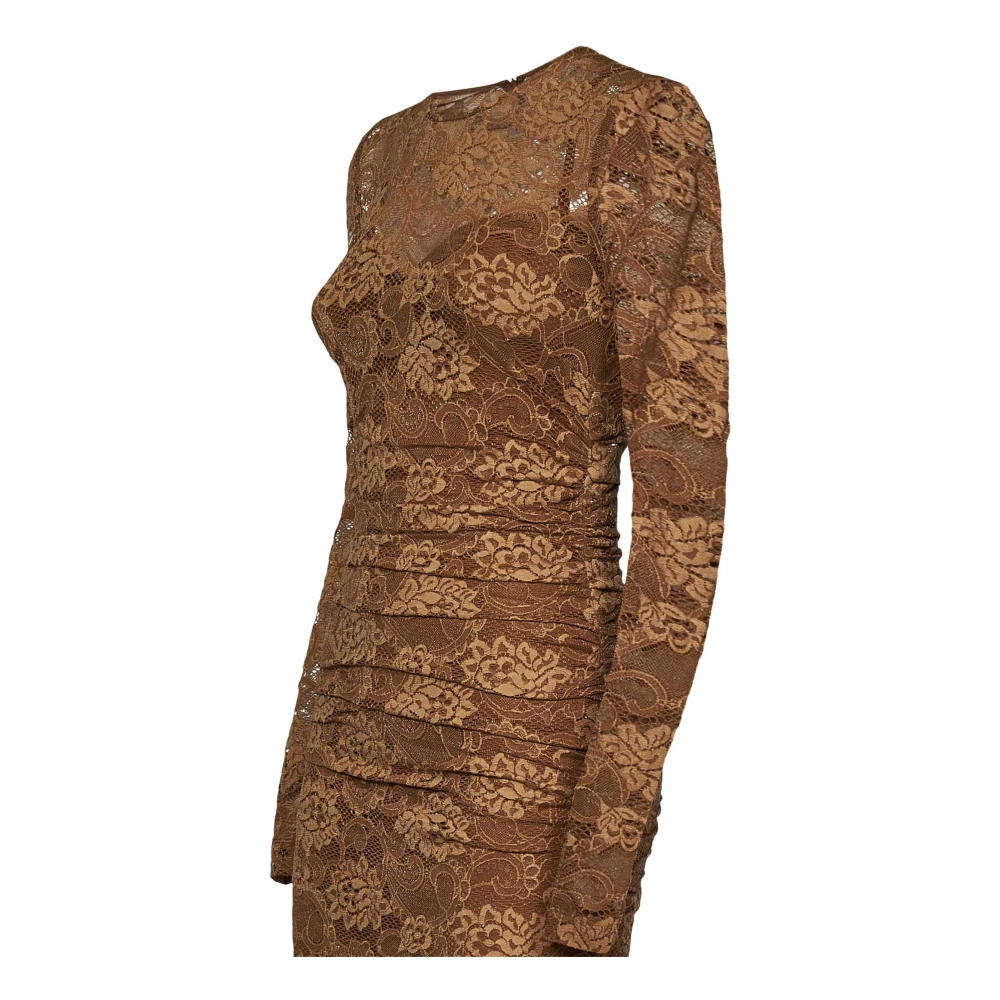 Dolce & Gabbana Beige Bloemenkanten Jurk Brown Dames