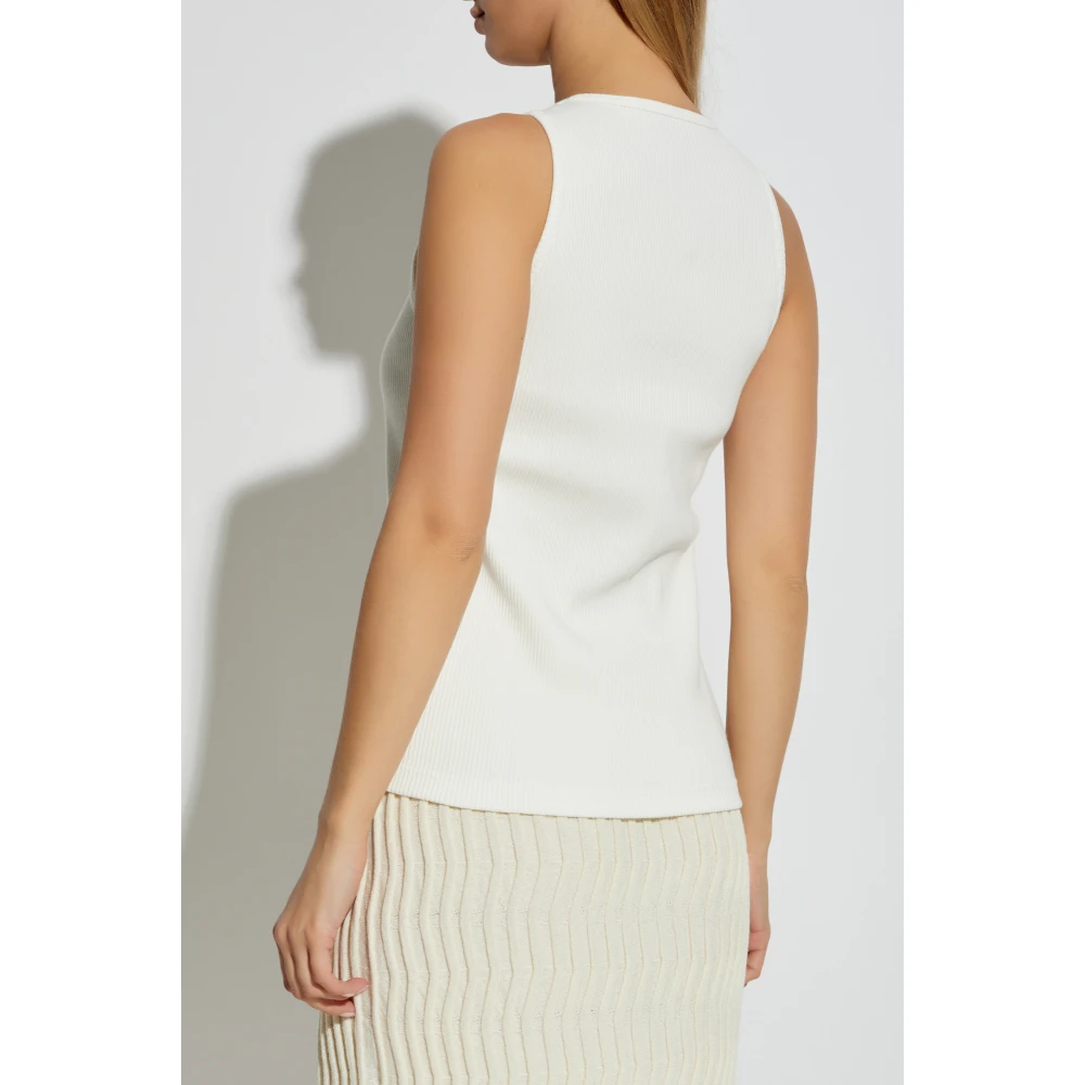 Bottega Veneta Geribbelde top White Dames