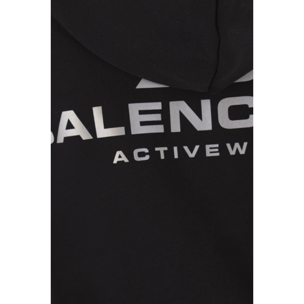 Balenciaga Zwarte hoodie met reflecterende logoprint Black Dames