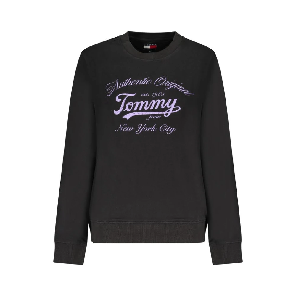 Tommy Hilfiger Women's Black Sweatshirts, L, Cotton Jumper Brushed Look