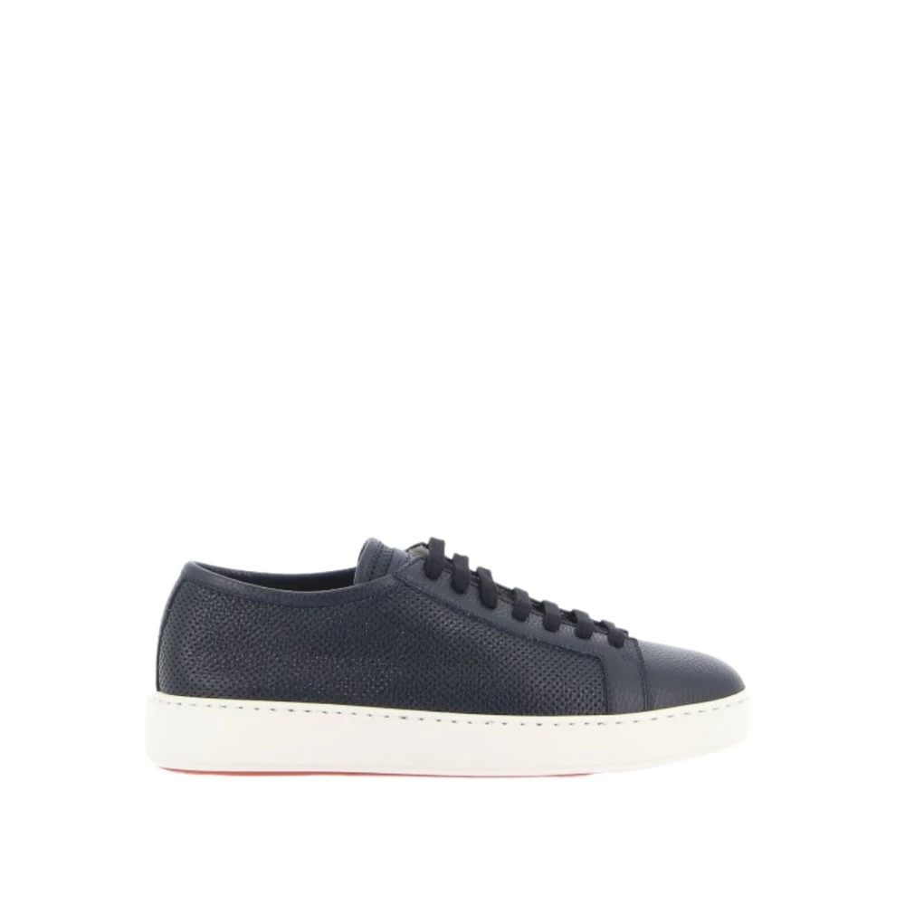 Santoni Perforated Leather Sneaker Heren Schoenen Blauw
