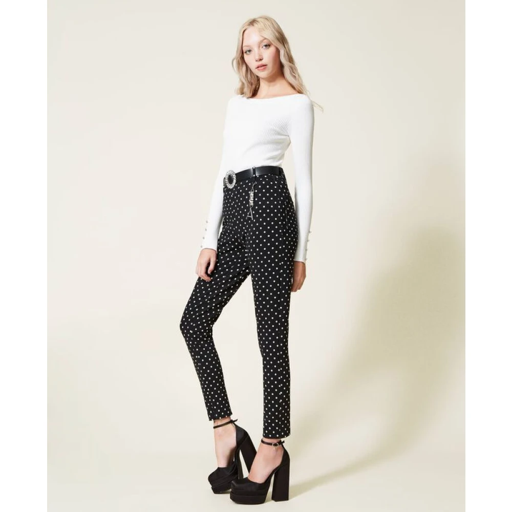 Twinset Strak gesneden broek Black Dames