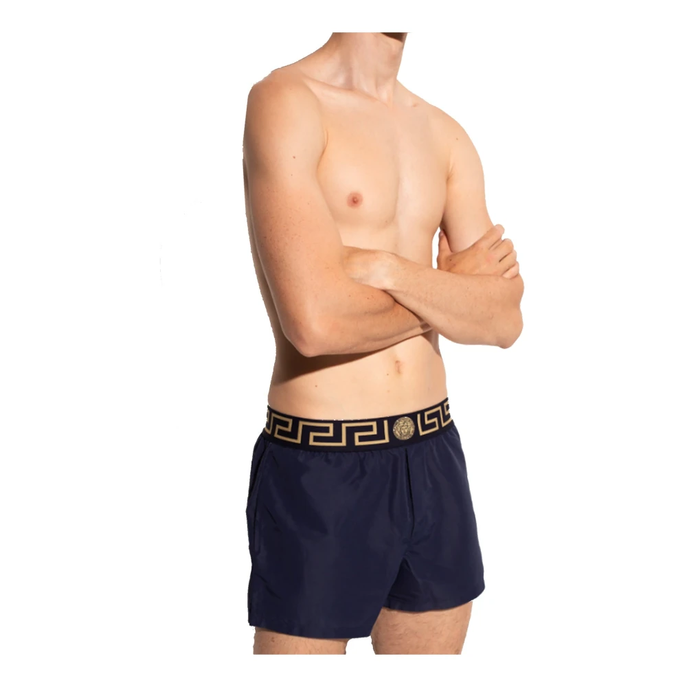Versace Grieks Patroon Zwembroek Blue Heren