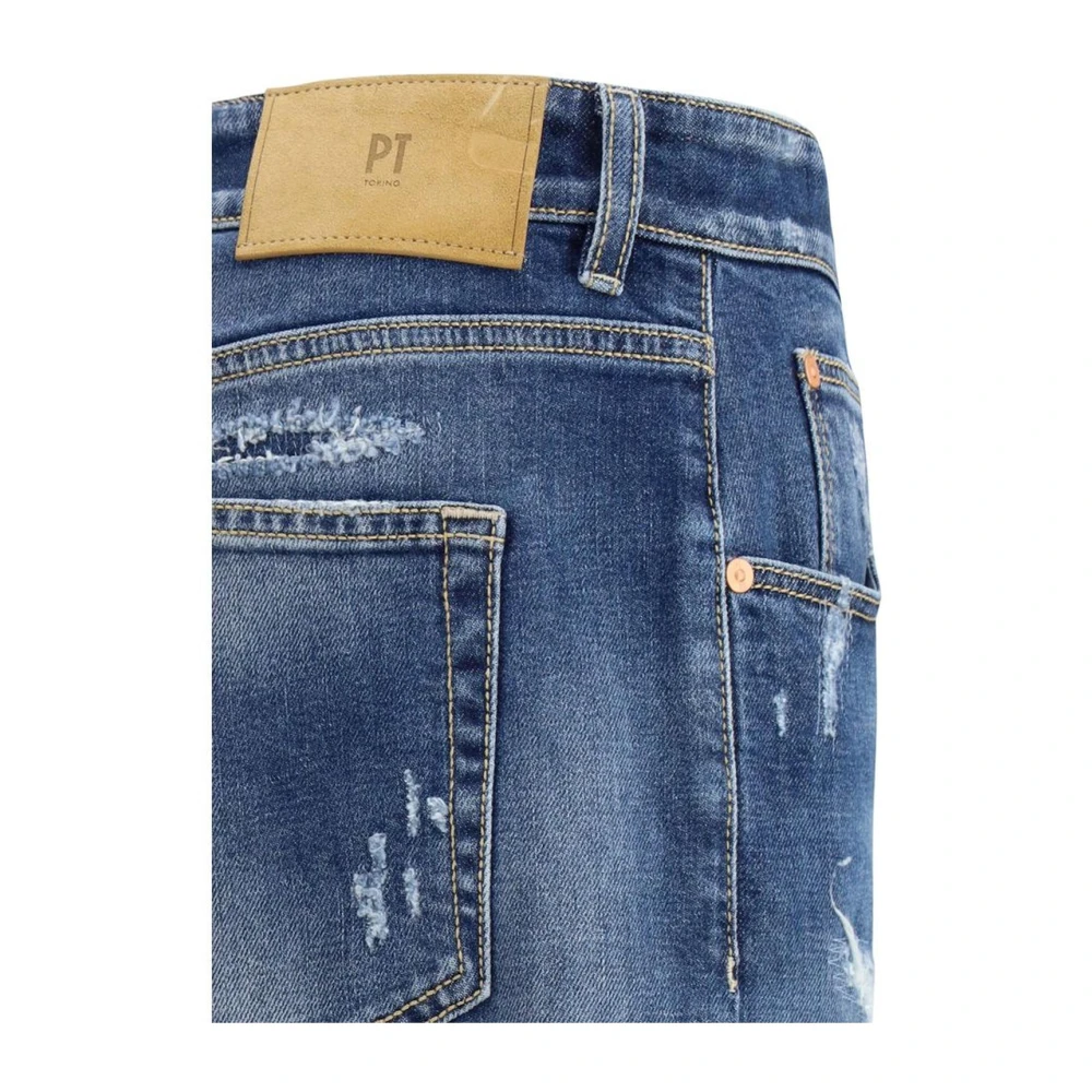 PT Torino Vintage Straight Jeans met versleten effect Blue Heren