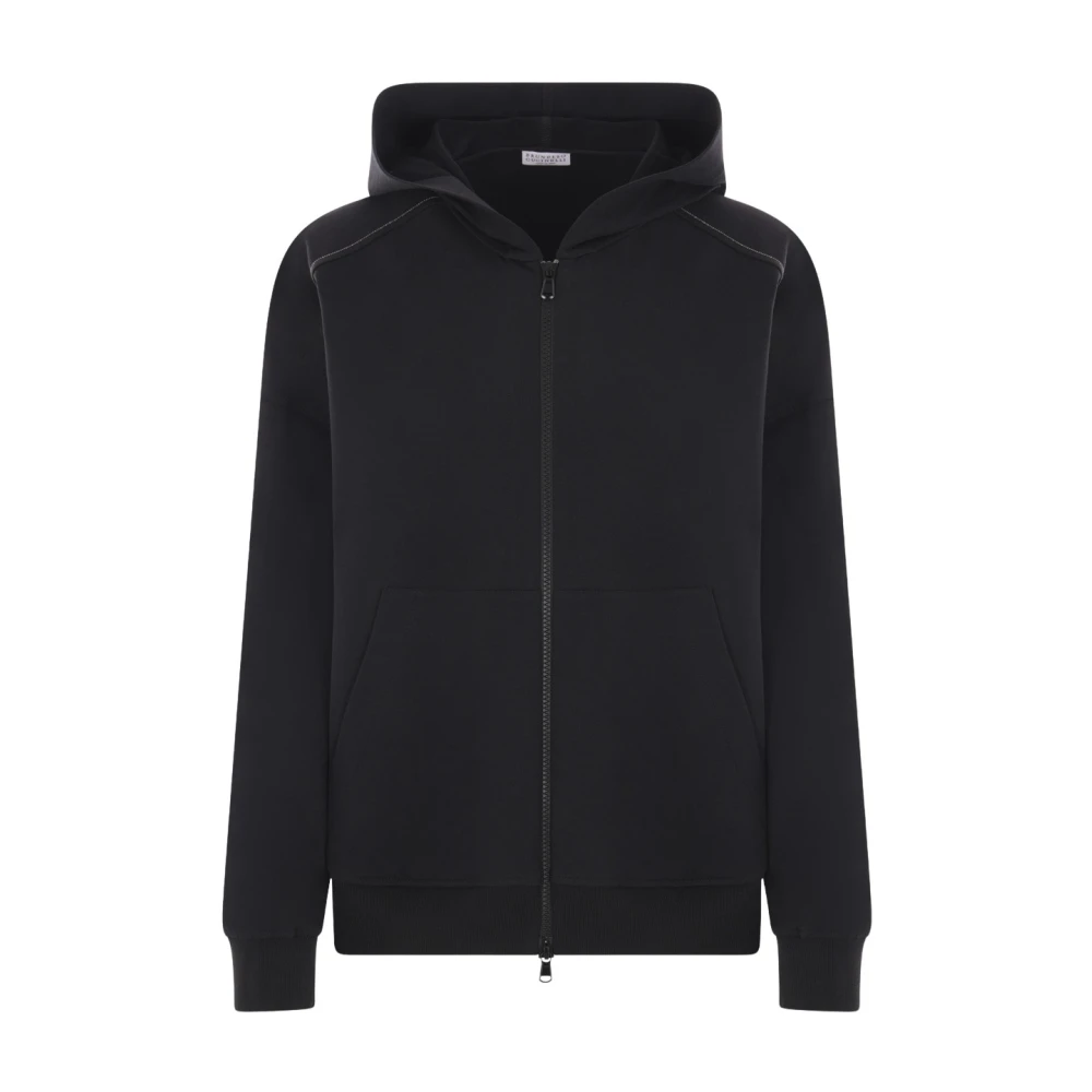 BRUNELLO CUCINELLI Zwarte hoodie met monile borduurwerk Black Dames