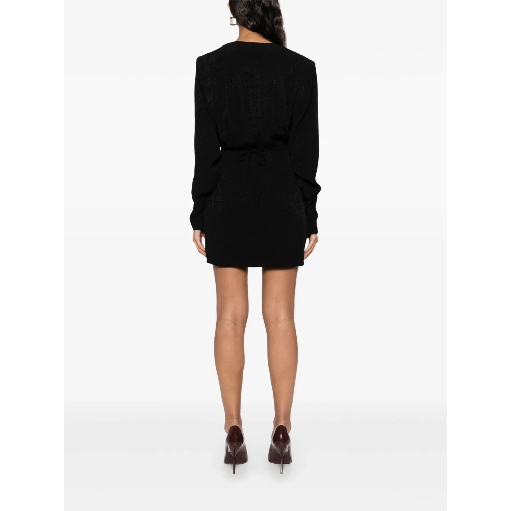 Rotate Birger Christensen Zwart Bloemendetail V-Hals Jurk Black Dames