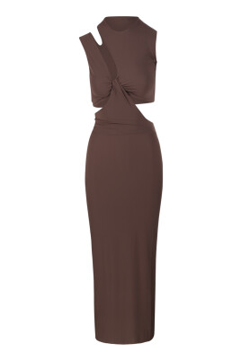 Fit and flare midi swing linen dress 5067