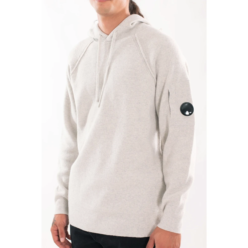 C.P. Company Wafel Hooded Gebreid in Lamswol Gray Heren