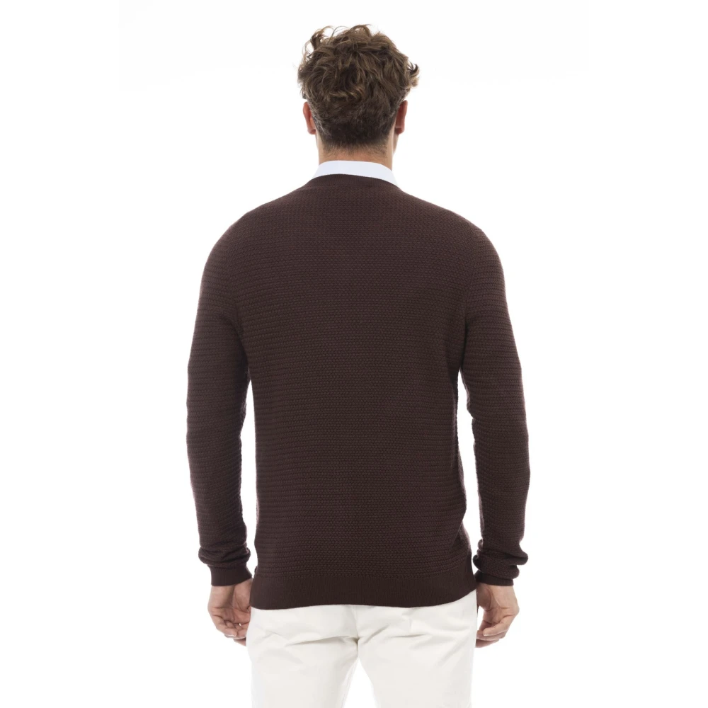 Alpha Studio V-hals trui met lange mouwen Brown Heren