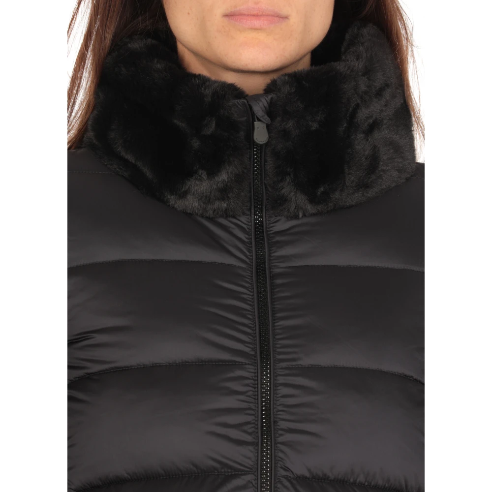 Save The Duck Zwarte Gewatteerde Korte Jas Vrouw Black Dames
