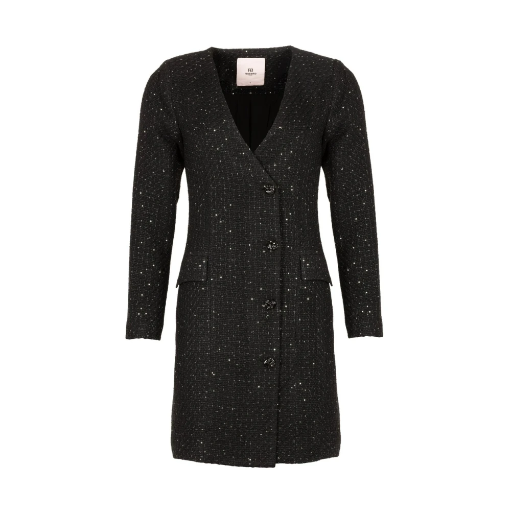 Freebird Elegant Blazer Klänning med Dekorativa Knappar Black, Dam