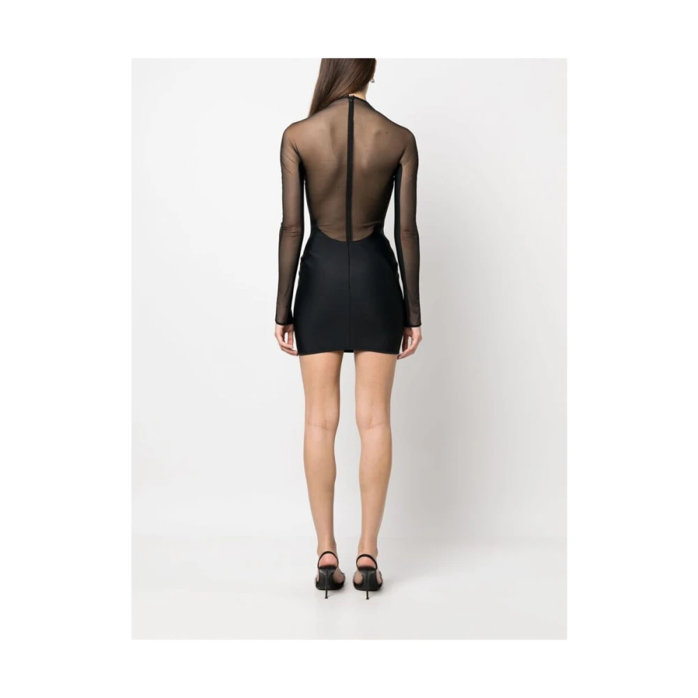 Mugler Zwarte Cut-Out Hoge Hals Jurk Black Dames