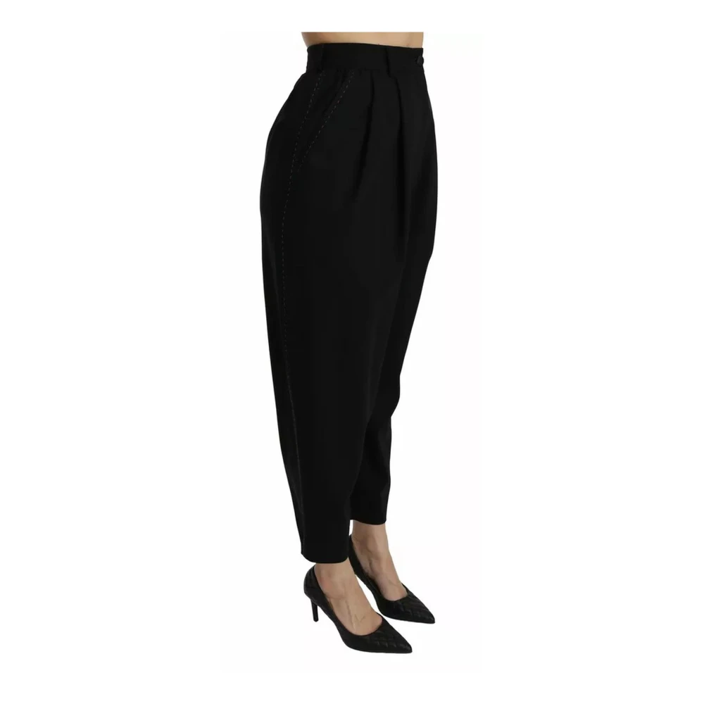 Dolce & Gabbana Zwarte Wol Geknipte Broek Black Dames