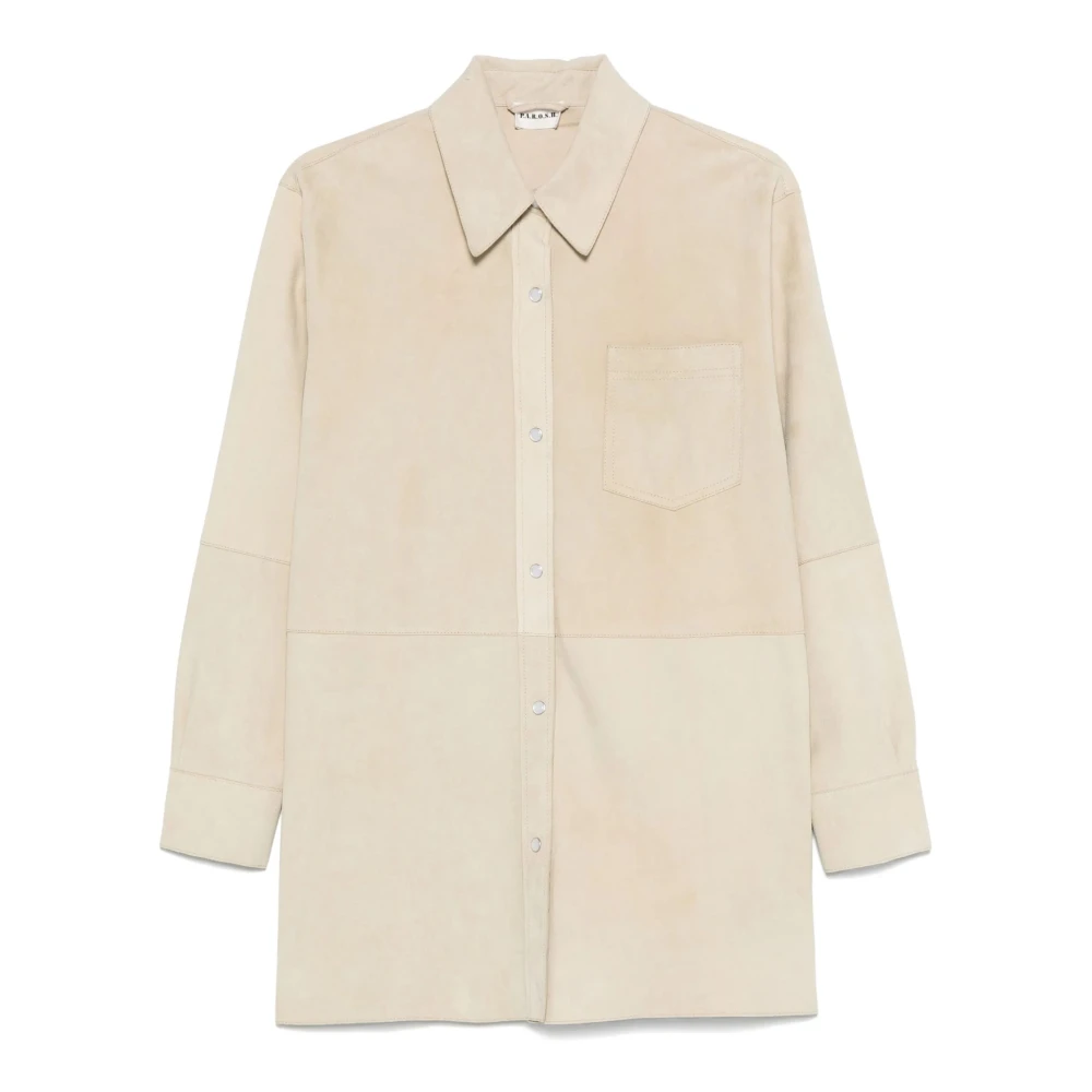 P.a.r.o.s.h. Beige Leren Knoopshirt Beige Dames
