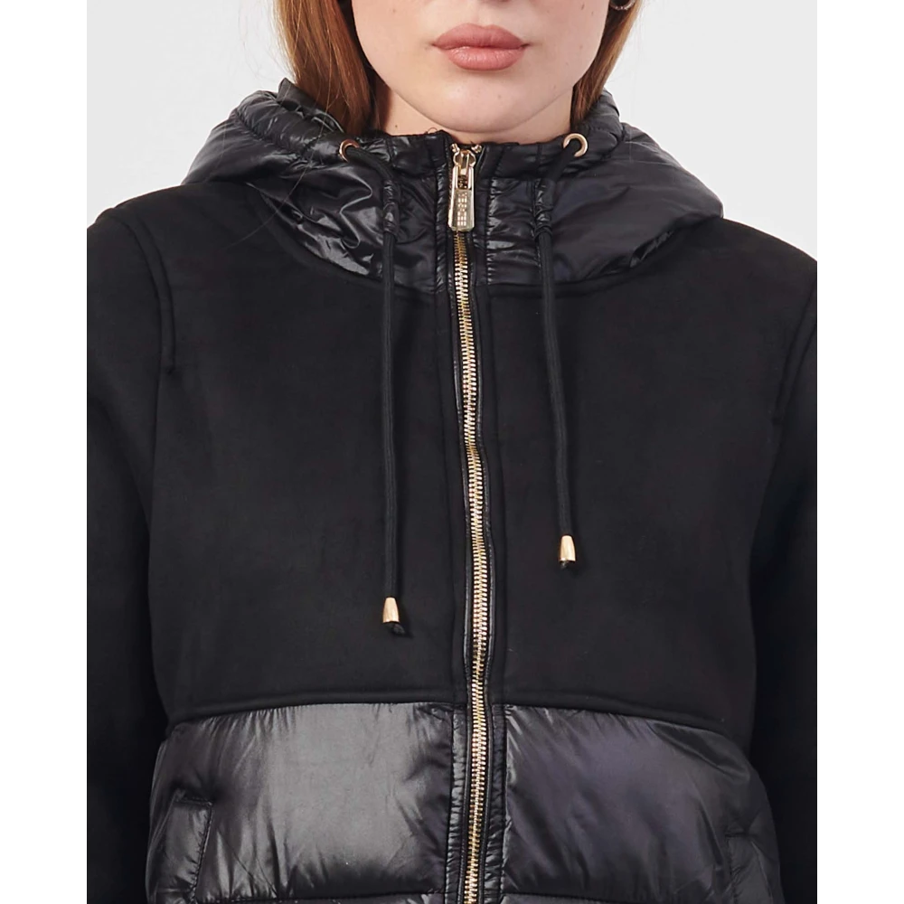 YES ZEE Zwarte gewatteerde jas met capuchon Black Dames