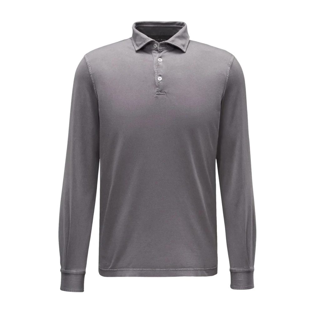 Fedeli Tijdloze elegantie lange mouw polo Gray Heren