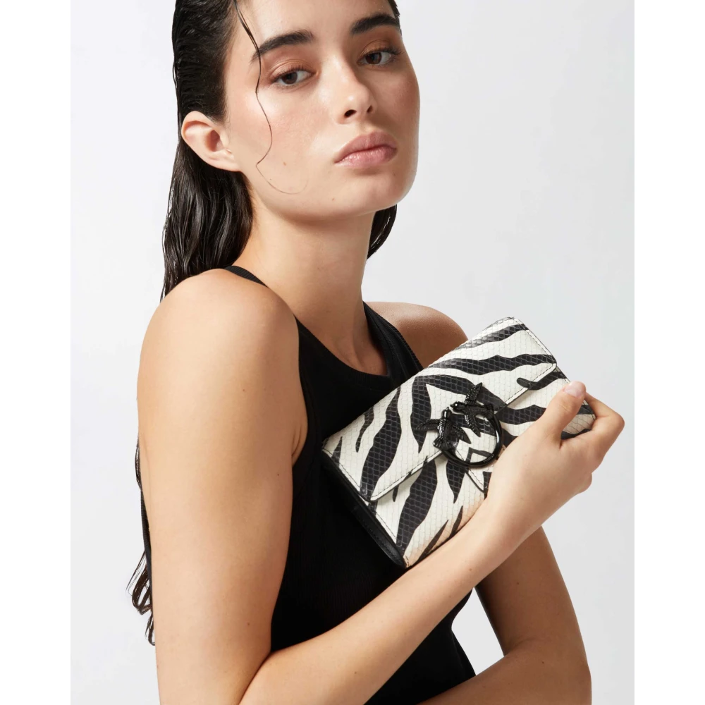 pinko Zebra Print Leren Love Bag Portemonnee Black Dames