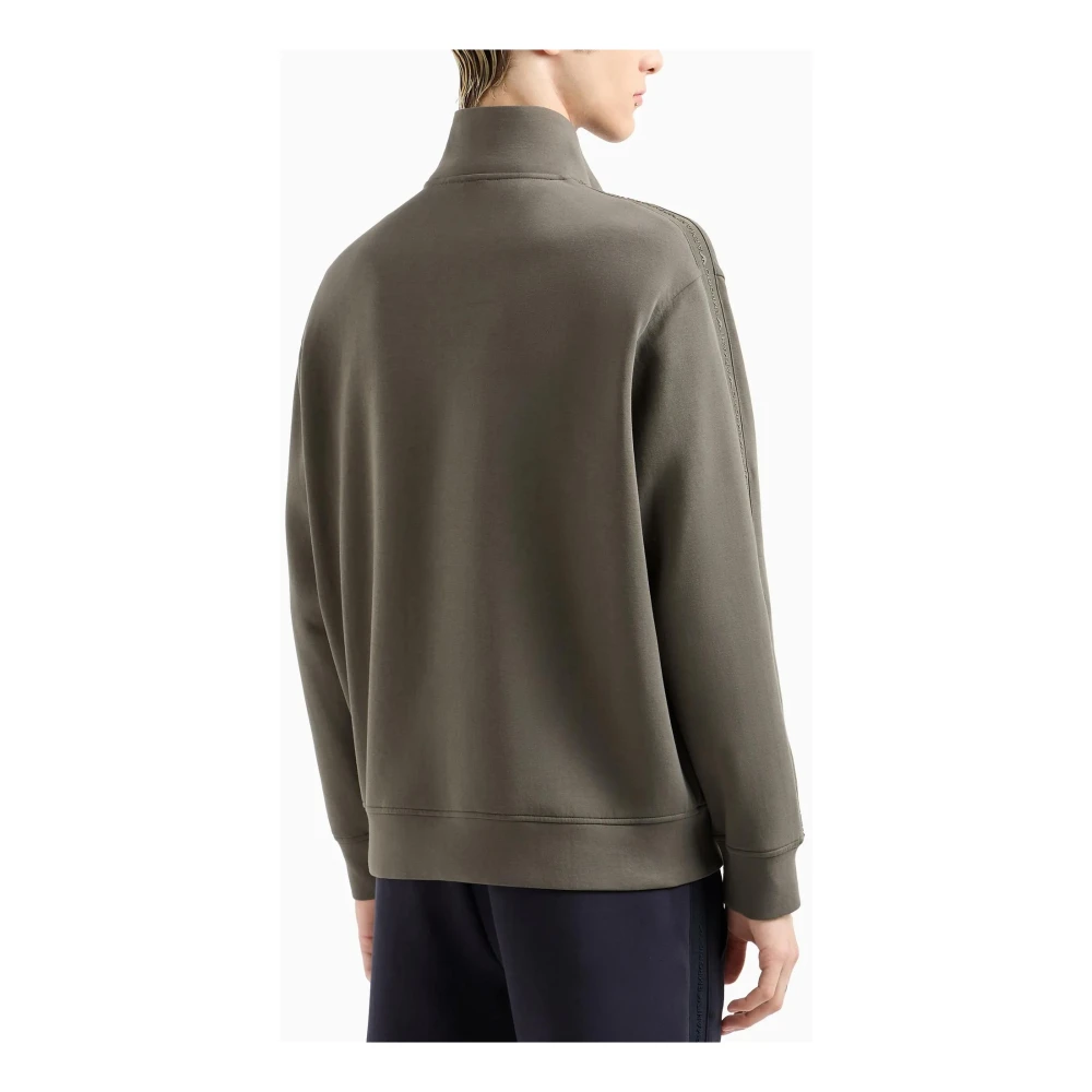 Emporio Armani Ritssluiting Double Jersey Sweaters Gray Heren