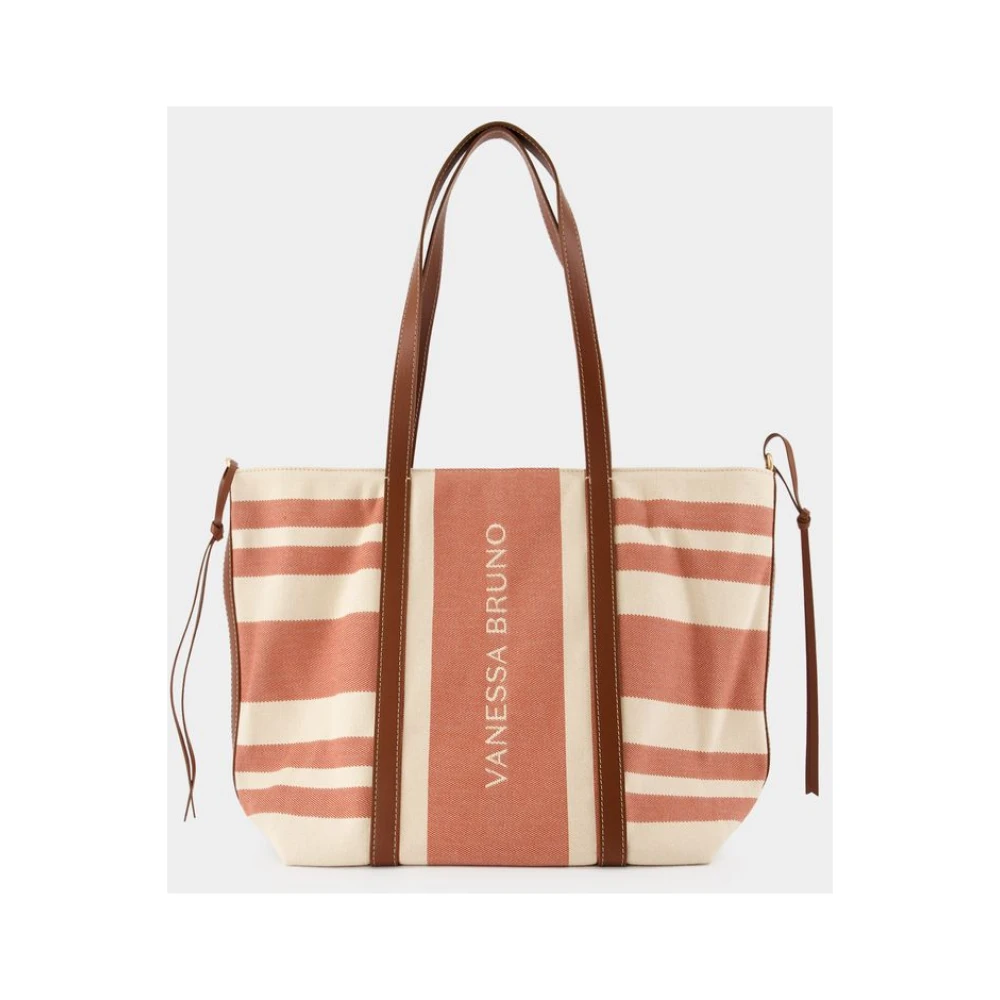 Vanessa Bruno Bruine Katoenen Shopper Tas Bordeaux Cognac Brown Dames