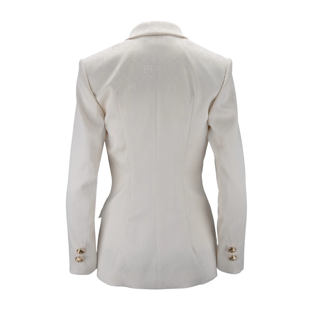 Elisabetta Franchi Gouden Knoop Blazer White Dames