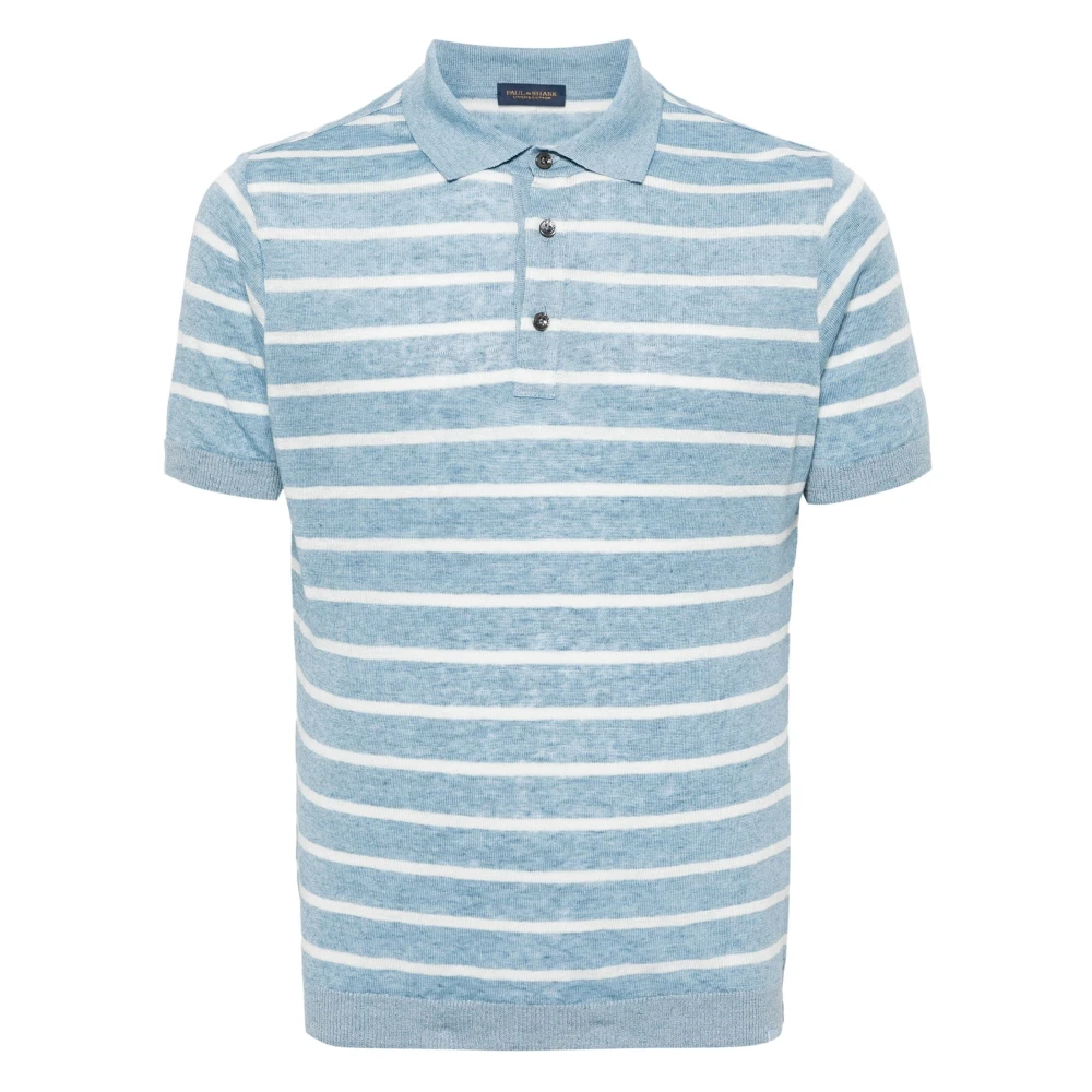 Paul & Shark Beige Linne Polo T-shirt med korta ärmar Blue, Herr