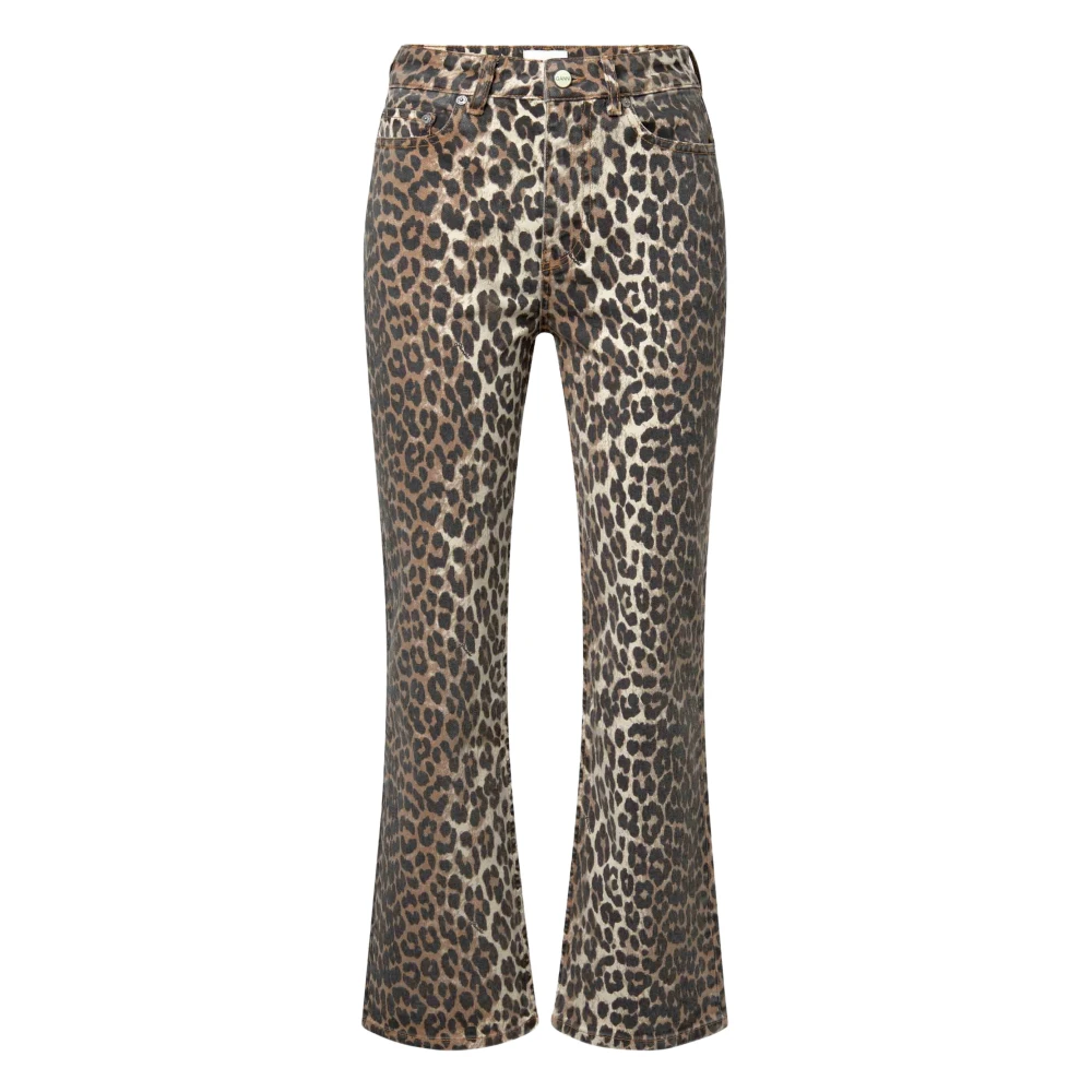 Ganni Leopard Betzy Cropped Jeans Multicolor Dames