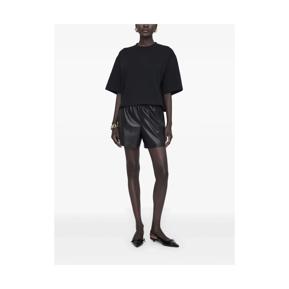 Anine Bing Zwarte Ronde Hals Korte Mouwen Top Black Dames
