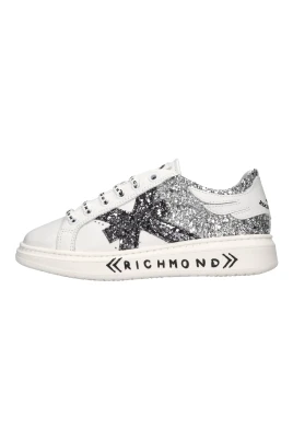 Sneakers i läder och glitter