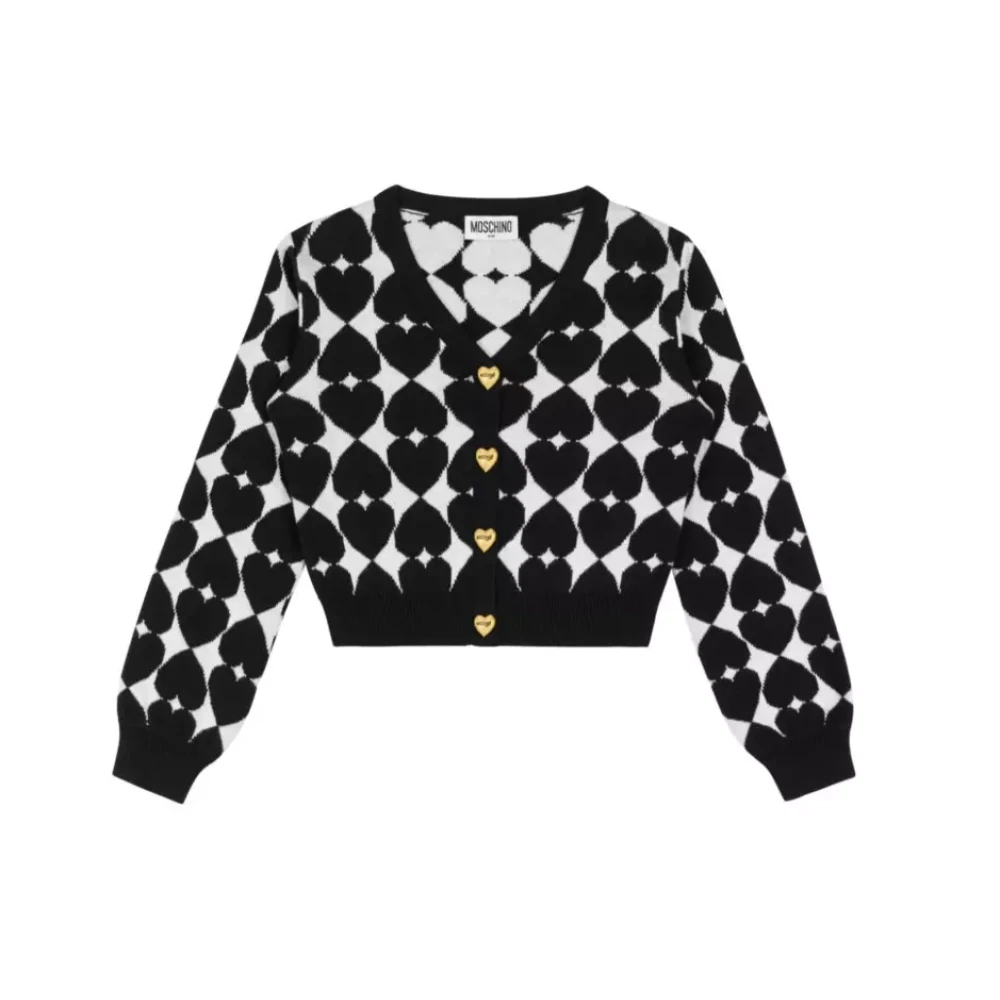 Moschino Svart Hjärt Cardigan för Barn Black, Flicka